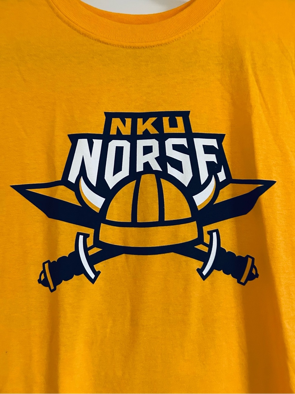 NKU Norse Northern Kentucky University tee size L Gildan Large Gold Yellow